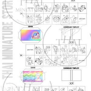 Dollhouse Miniatures Printable Coloring Book Unicorn Rainbow Mini Tiny ...