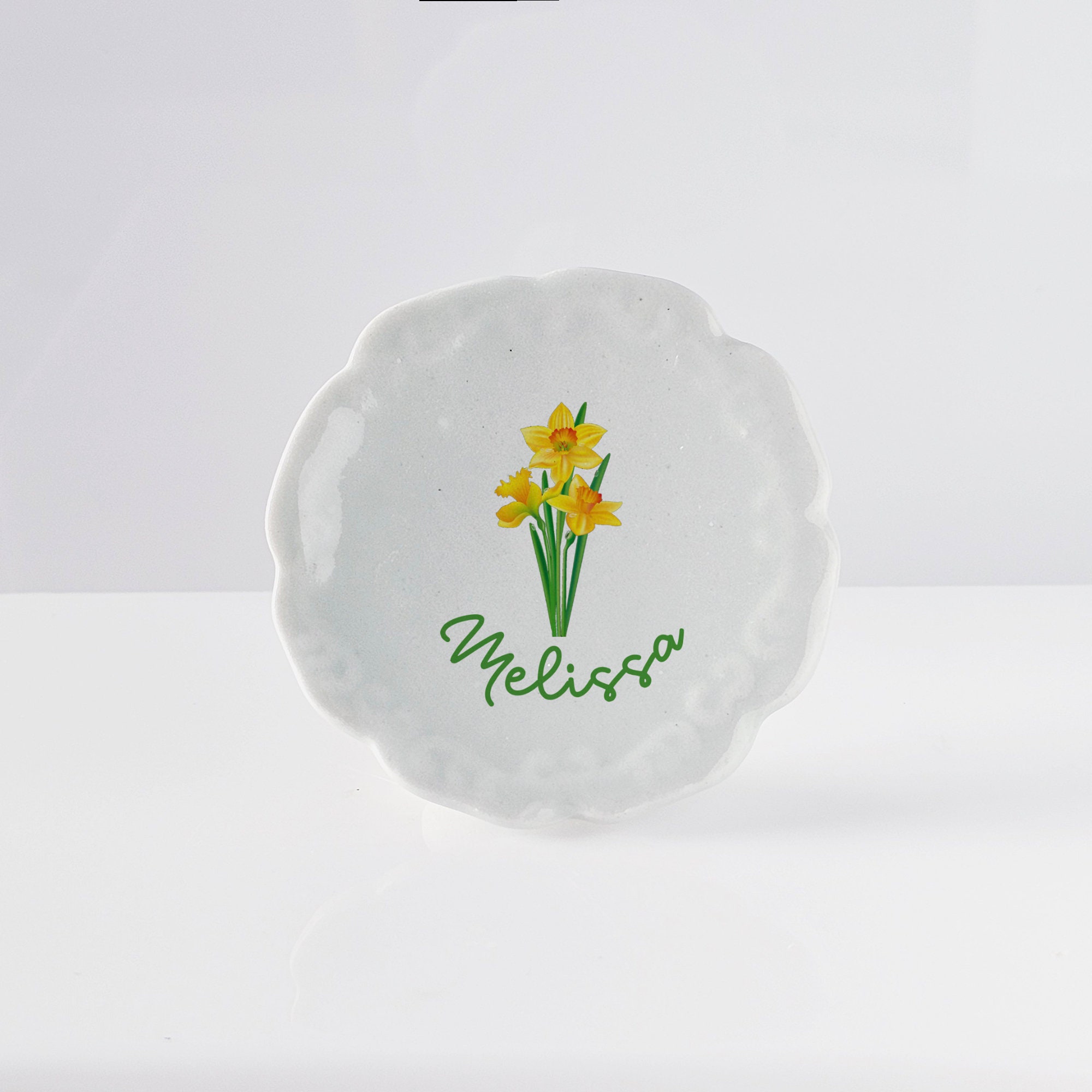 Personalized Birth Flower Mini Decorative Plate, Custom Name Ceramic Plate, Mother's Day/Birthday Gift, Gifts for Her