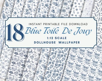 Papier Peint Miniature Toile De Jouy Noir Sur Blanc - Pour Maison De Poupée échelle 1:12