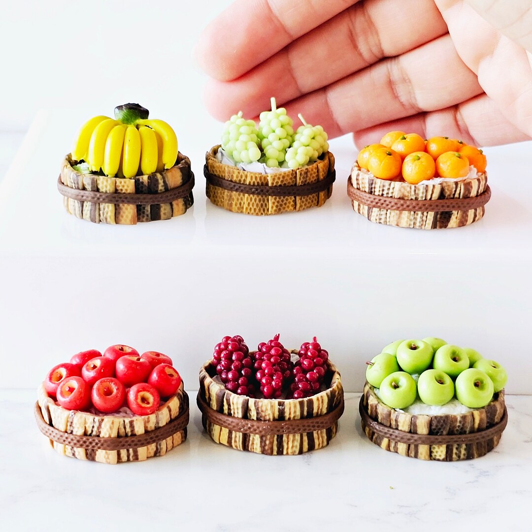Miniatures HANDMADE Fruit Basket Dollhouse Tiny House Fairy Etsy