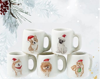 Miniature Handmade Ceramic Mug : Christmas Dollhouse Kitchen Decor (Set of 5)