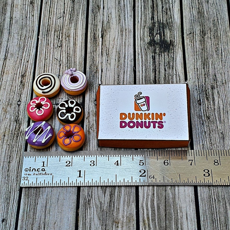 6x Doughnuts Dunkin Donuts in Box Dollhouse Miniature Dessert | Etsy