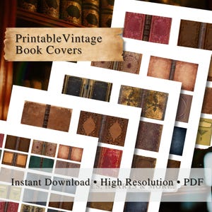 Full sheet of vintage printable book covers in high resolution PDF