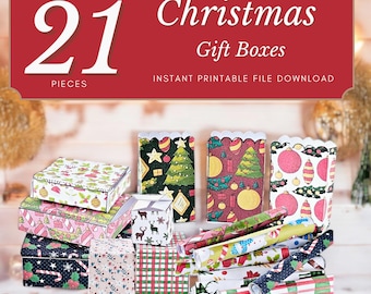 Mini Caixas de Natal para Imprimir: 21 Modelos de Decoração Festiva para Casa de Bonecas (Arquivo Digital para Download)
