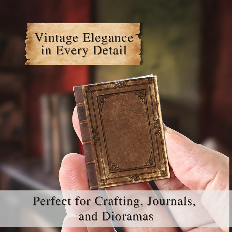 Hand holding DIY mini book with weathered texture, perfect for crafting