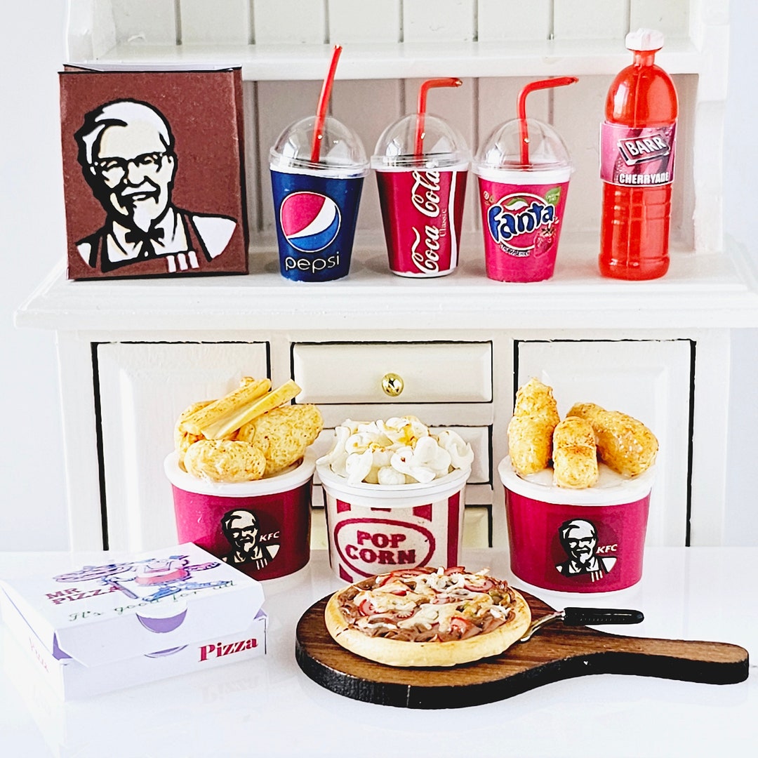 Decorative Miniature, Miniatures Food ,fried Chicken, Pizza, Popcorn ...