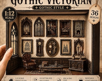 Victorian Wall Art Printable : Gothic Halloween Miniature Dollhouse Wall Decor (Digital Download)