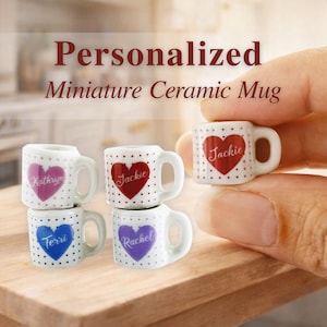 Miniature Ceramic Mug Custom Name Personalized Gift 1:12 Dollhouse Kitchen Decor