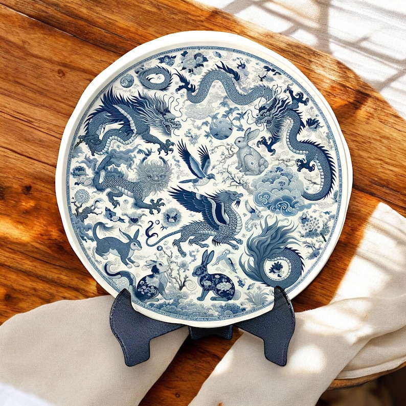 Vintage Style Chinoiserie Miniature Plates for DIY Tiny House Kitchen