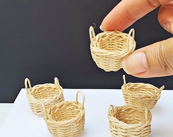 100 PCs WOVEN WICKER BASKETS DOLLHOUSE MINIATURE THAI HANDCRAFT ACCESSORIES TRAY 100 PCs WOVEN WICKER BASKETS DOLLHOUSE MINIATURE THAI HANDCRAFT ACCESSORIES TRAY