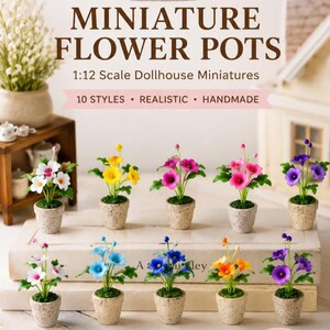 Handmade Miniature Tiny Flowers Pot – Morning Glory Dollhouse fairygarden Decor