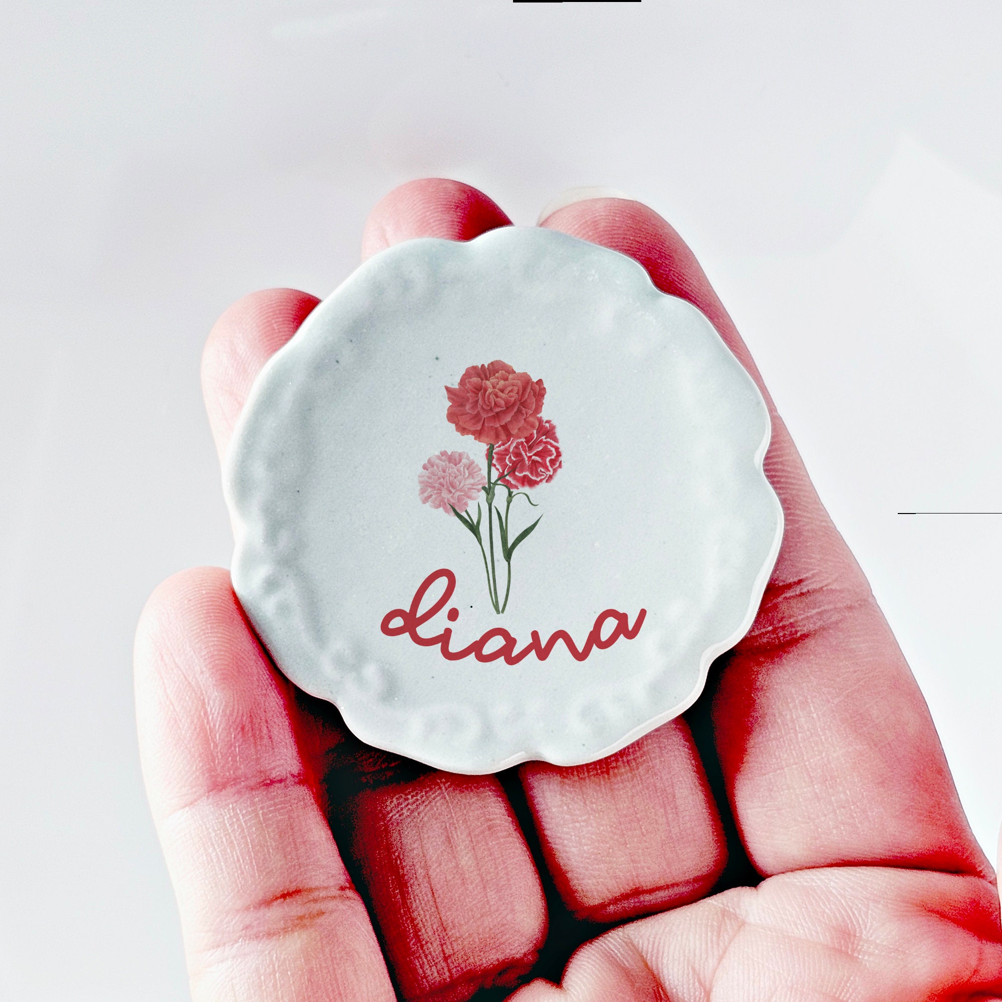 Personalized Birth Flower Mini Decorative Plate, Custom Name Ceramic Plate, Mother's Day/Birthday Gift, Gifts for Her