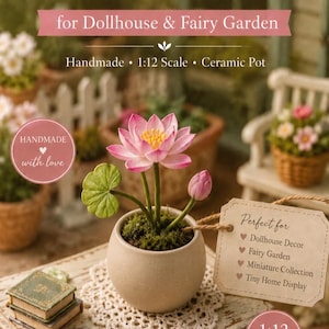 Maceta miniatura de flor de loto: accesorios para la decoración de casas de muñecas y jardines de hadas.