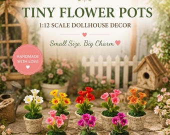 Handgemaakt miniatuurbloemstuk: realistische bloemensculptuur, poppenhuis en sprookjestuindecor (set van 8)