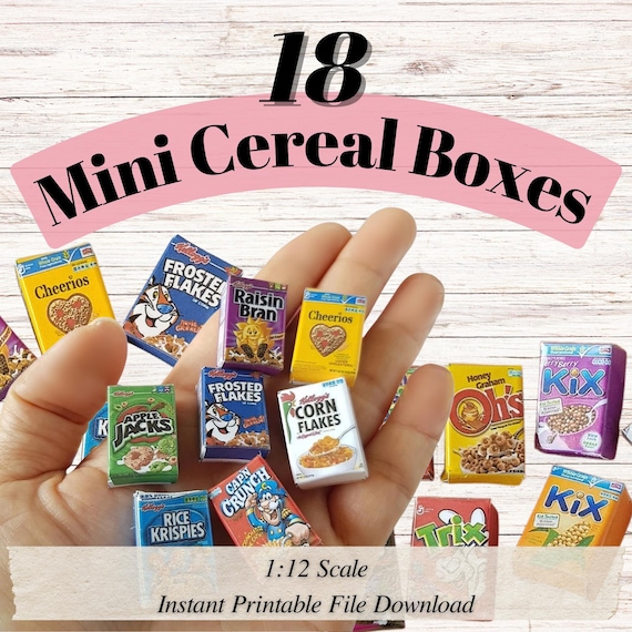 Printable Miniatures Packages Boxes - 18 Style DIY Cereal Boxes (Digital file download)