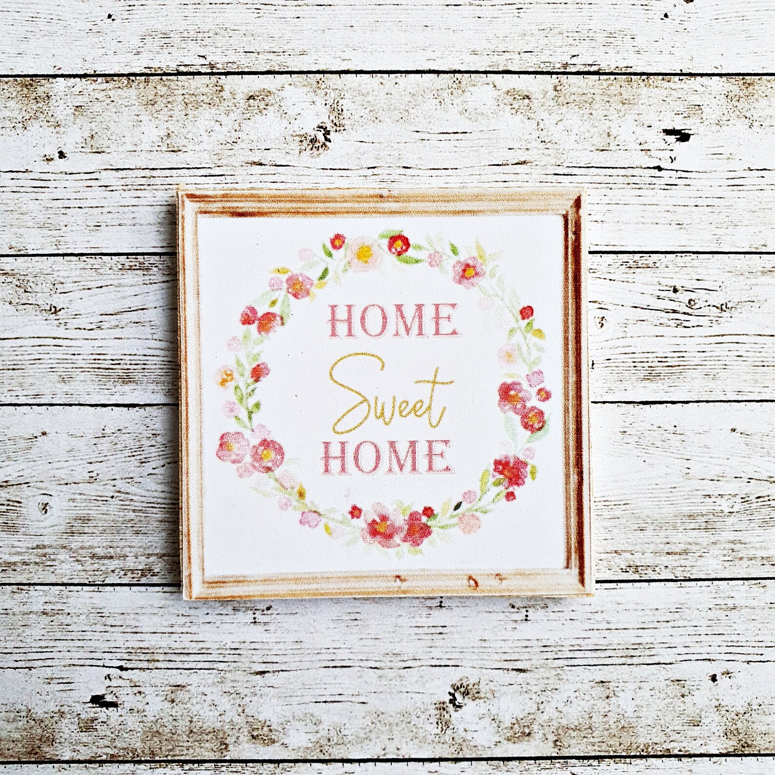 Dollhouse Miniatures Wall Decor Home Sweet Home Sign Etsy