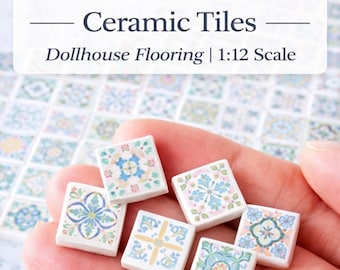 Miniaturowe płytki ceramiczne pastelowe do domku dla lalek, skala 112 (zestaw 16 sztuk)