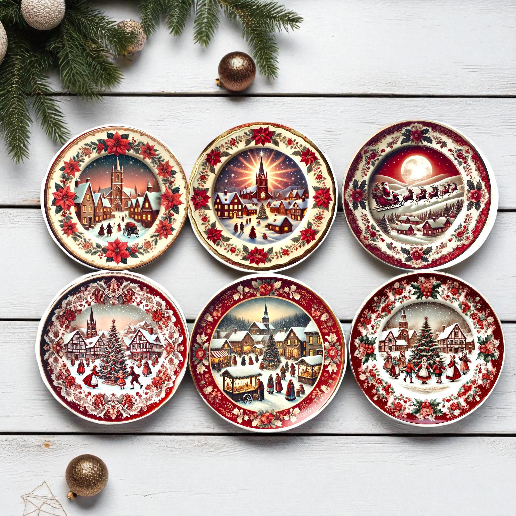 【30年前レトロ貴重】  プレートChristmas Vintage Christmas Plates - Etsy
