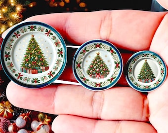 クリスマス　陶製デコレーションセット ミニチュア陶器クリスマストレイ ドールハウス装飾 - Etsy 日本