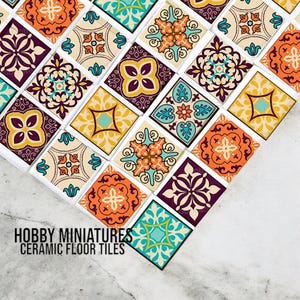 Miniature Moroccan Ceramic Tiles: Dollhouse Flooring, 16 Pieces