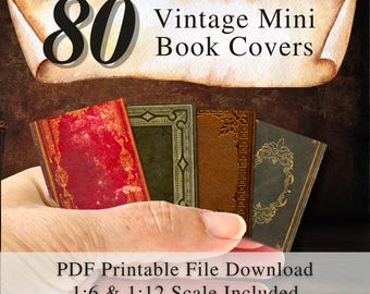 Miniature Book Covers Printable: 80 Vintage Designs, Dollhouse Library (PDF Download)