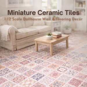 ミニチュアセラミックタイルセット 1:12スケール ドールハウスミニチュア 模様付き床タイル キッチン装飾
