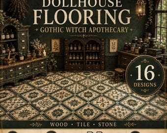Witch Apothecary Dollhouse Flooring : Gothic Victorian Floor Miniature Printable (Digital Download)