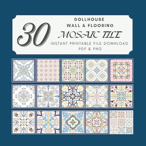 Mosaic Tile Dollhouse Flooring : Vintage Mediterranean Pattern (PDF Printable Download)
