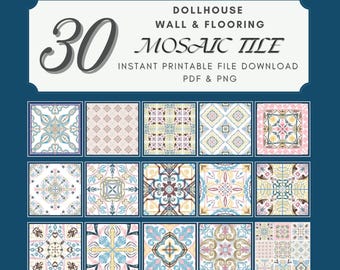 Mosaic Tile Dollhouse Flooring : Vintage Mediterranean Pattern (PDF Printable Download)