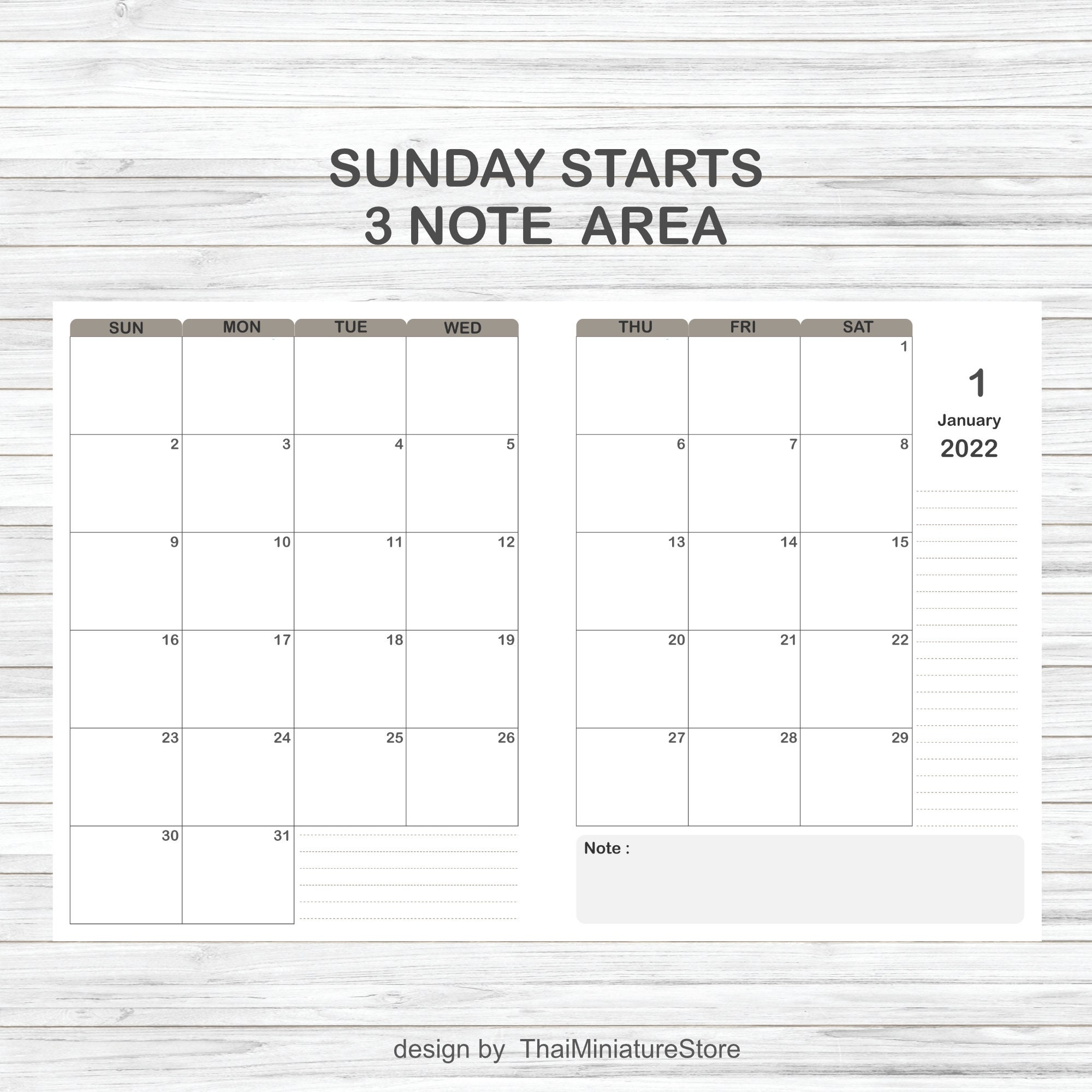 2022 monthly planner printable dated month on 1 page 2022 etsy