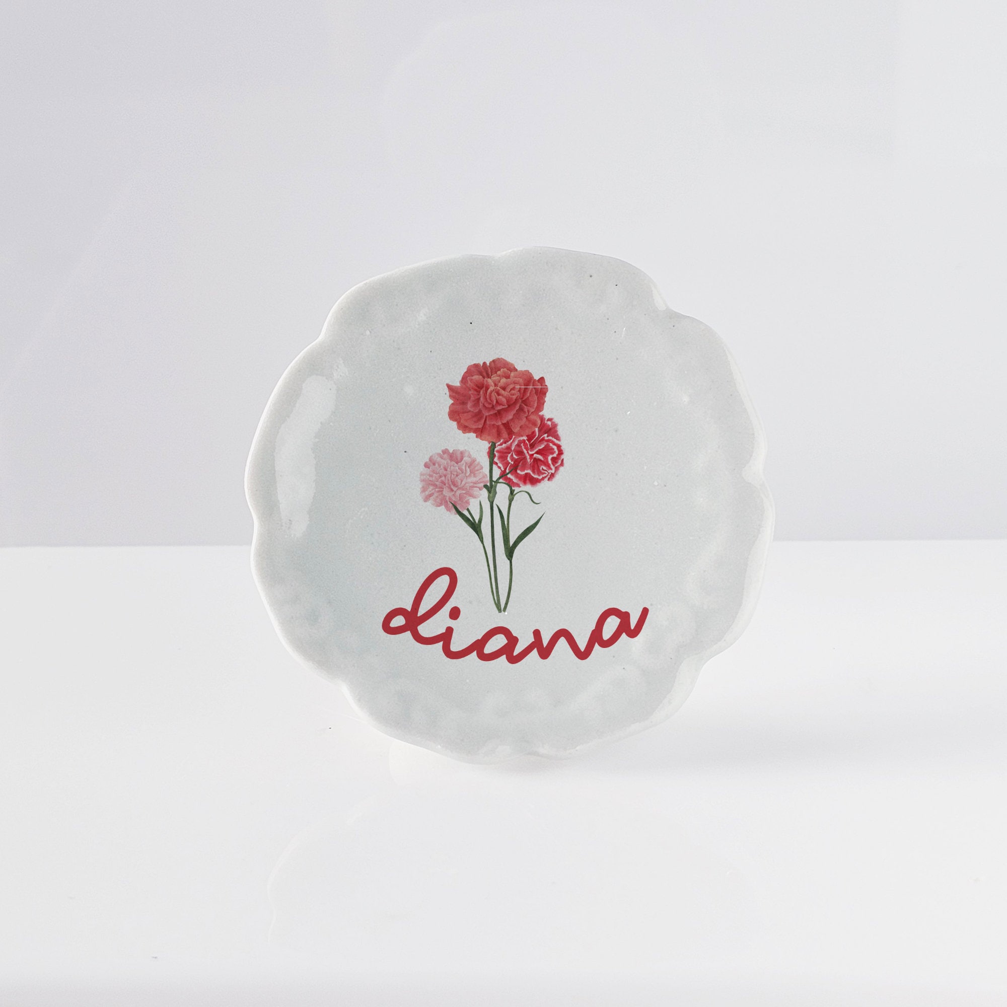 Personalized Birth Flower Mini Decorative Plate, Custom Name Ceramic Plate, Mother's Day/Birthday Gift, Gifts for Her