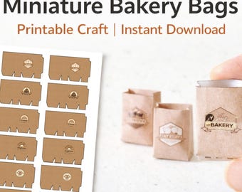 Miniature Bakery Bag Printable - 1:12 Scale Dollhouse Food Packaging (Digital Download)