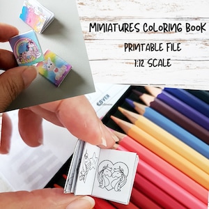 Puppenhaus Miniaturen Malbuch Einhorn Regenbogen Mini Winzig Handgefertigte Mini Kinderzimmer Dekoration Digitale Datei DOWNLOAD Maßstab 1:12