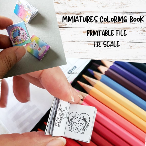 Dollhouse Miniatures Printable Coloring Book Unicorn Rainbow | Etsy