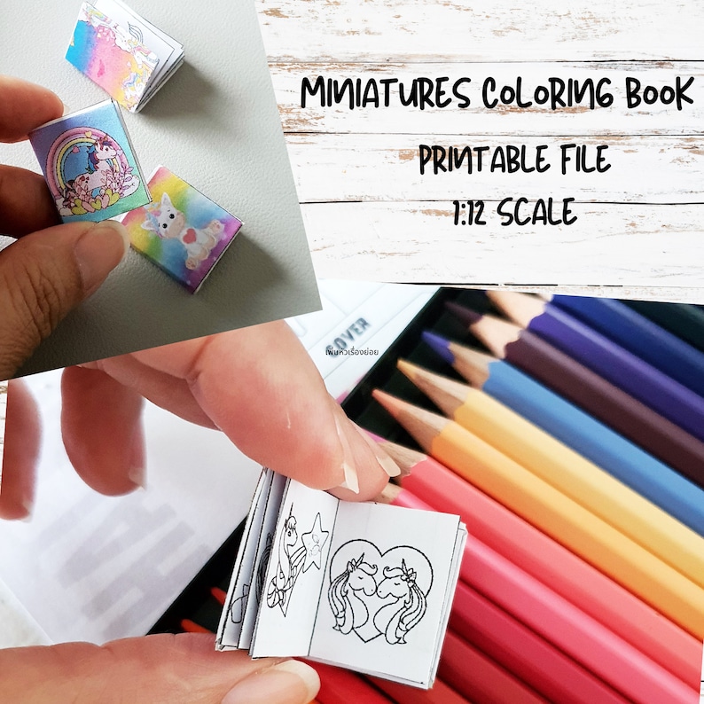 Dollhouse Miniatures Printable Coloring Book Unicorn Rainbow | Etsy