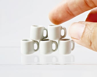 Miniaturen handgemaakte keramische mokken: witte mini-koffiemok poppenhuis