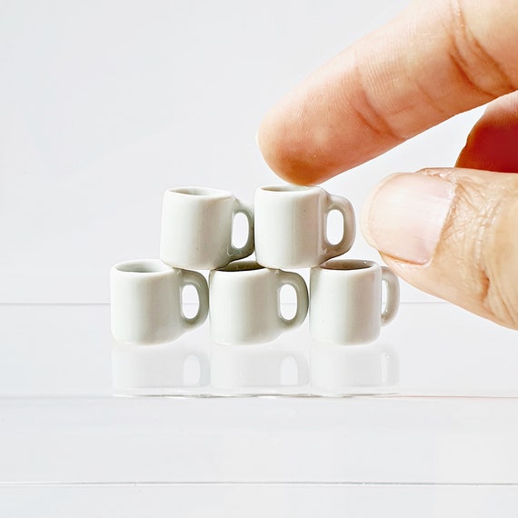 Miniatures Ceramic Mugs Handmade : Dollhouse Cup White Mini Coffee Mug