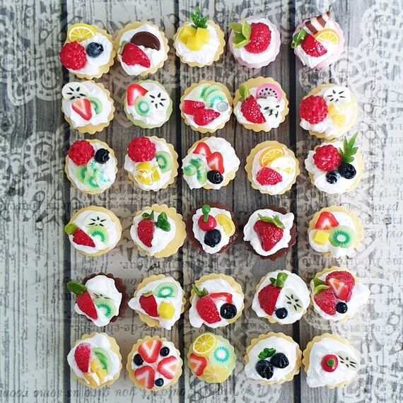 10 Cupcakes Mix Cream on Tray Dollhouse Miniatures Food Bakery