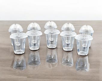 Tazas de café helado en miniatura con tapa - Juego de 10 accesorios de cocina para casa de muñecas