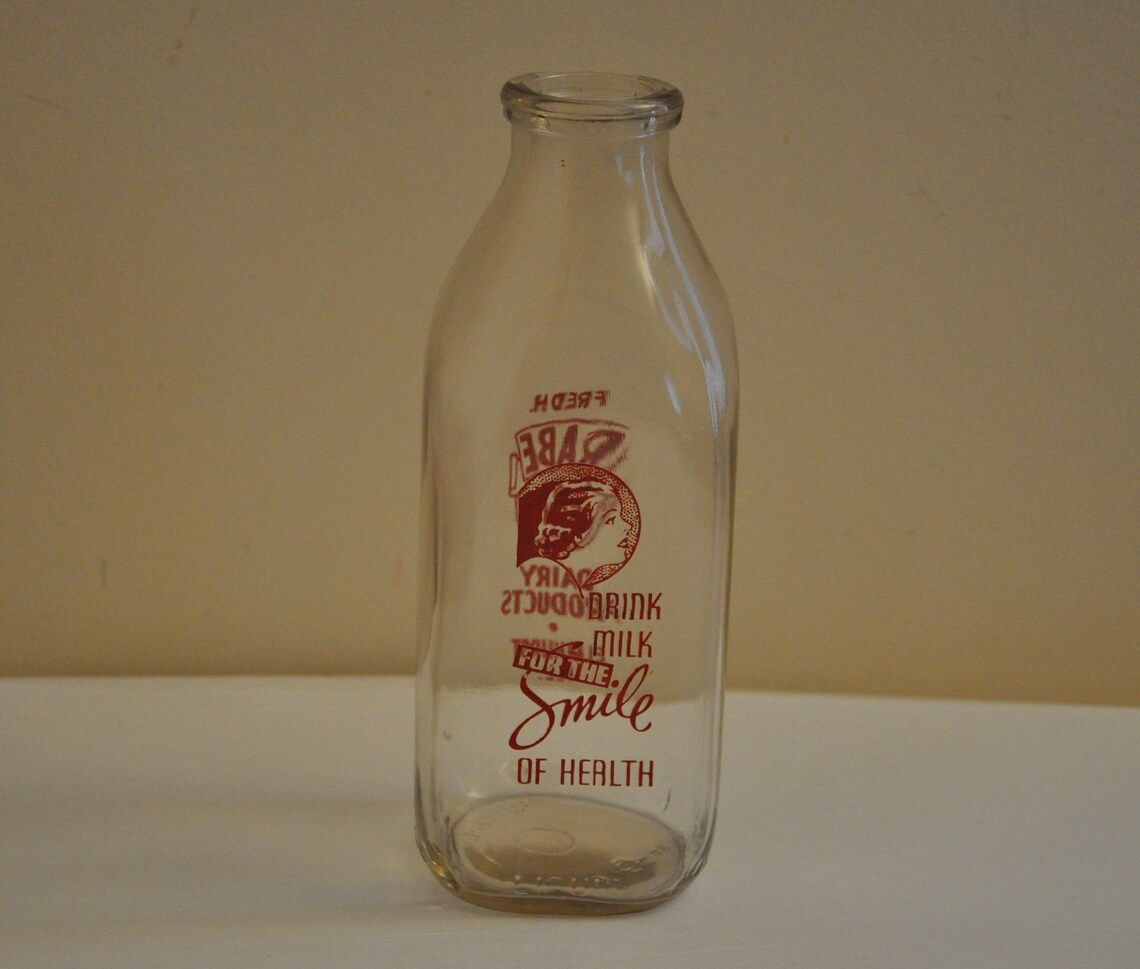 fred h rabe sons one quart dairy bottle etsy fred h rabe sons one quart dairy bottle etsy