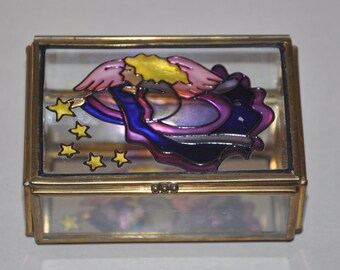 Small Metal And Glass Keepsake Box With Mirrored Bottom
