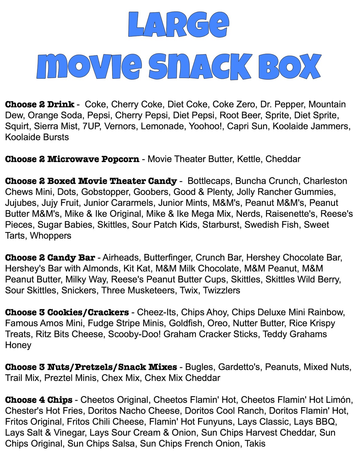 Customizable Movie Snack Box Care Package Gift Box Etsy