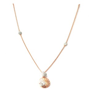 14k Rose Gold Diamond Necklace - Heart Shape Diamond Necklace - 16 Inch Necklace For Women - Anniversary Necklace Gift - Birthday Gift