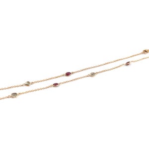 14k Rose Gold Ruby Diamond Station Necklace - July Birthstone - Etsy