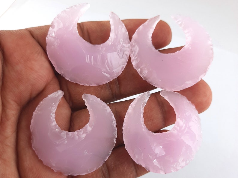 Rose Quartz Crescent Moon Shape Rose Quartz Half Moon 5 Pcs Rose Quartz Moon Crystal Rose Quartz Crescent