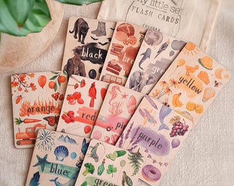 Tarjetas de madera, actividades de colores, tarjetas de colores, aprendizaje de idiomas, actividades para niños, recursos para la educación en casa, primeros años, colores