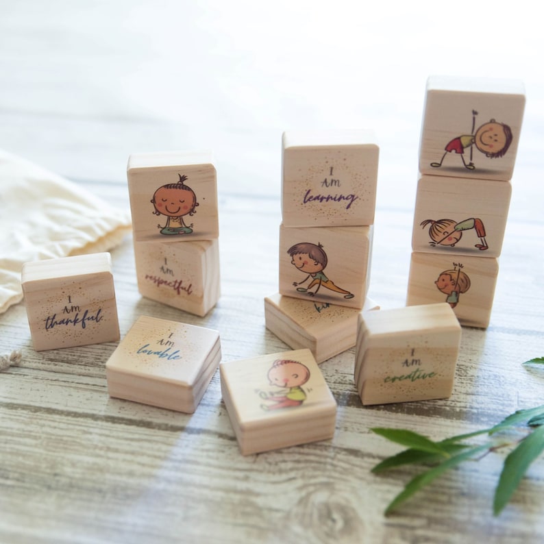 Gratitude Prompts, Affirmations, Mindfulness, Emotional Regulation, Gift For Teacher, Nature Classroom, Activities For Kids, Wooden Blocks image 4