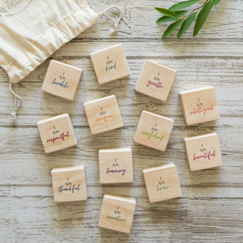 Gratitude Prompts, Affirmations, Mindfulness, Emotional Regulation, Gift For Teacher, Nature Classroom, Activities For Kids, Wooden Blocks image 3