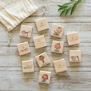 Gratitude Prompts, Affirmations, Mindfulness, Emotional Regulation, Gift For Teacher, Nature Classroom, Activities For Kids, Wooden Blocks image 1