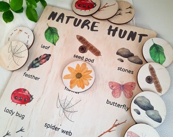 Activity Board, Nature Hunt, Nature Activities, Outdoor Toys, Wooden Toys For Kids, Educational Wooden Puzzles, Gift For Kids, Easter gifts